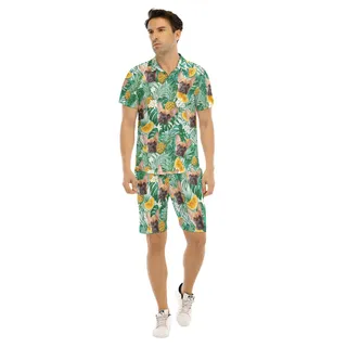 Men's Hawaiian Shirt And Shorts With Pet Face