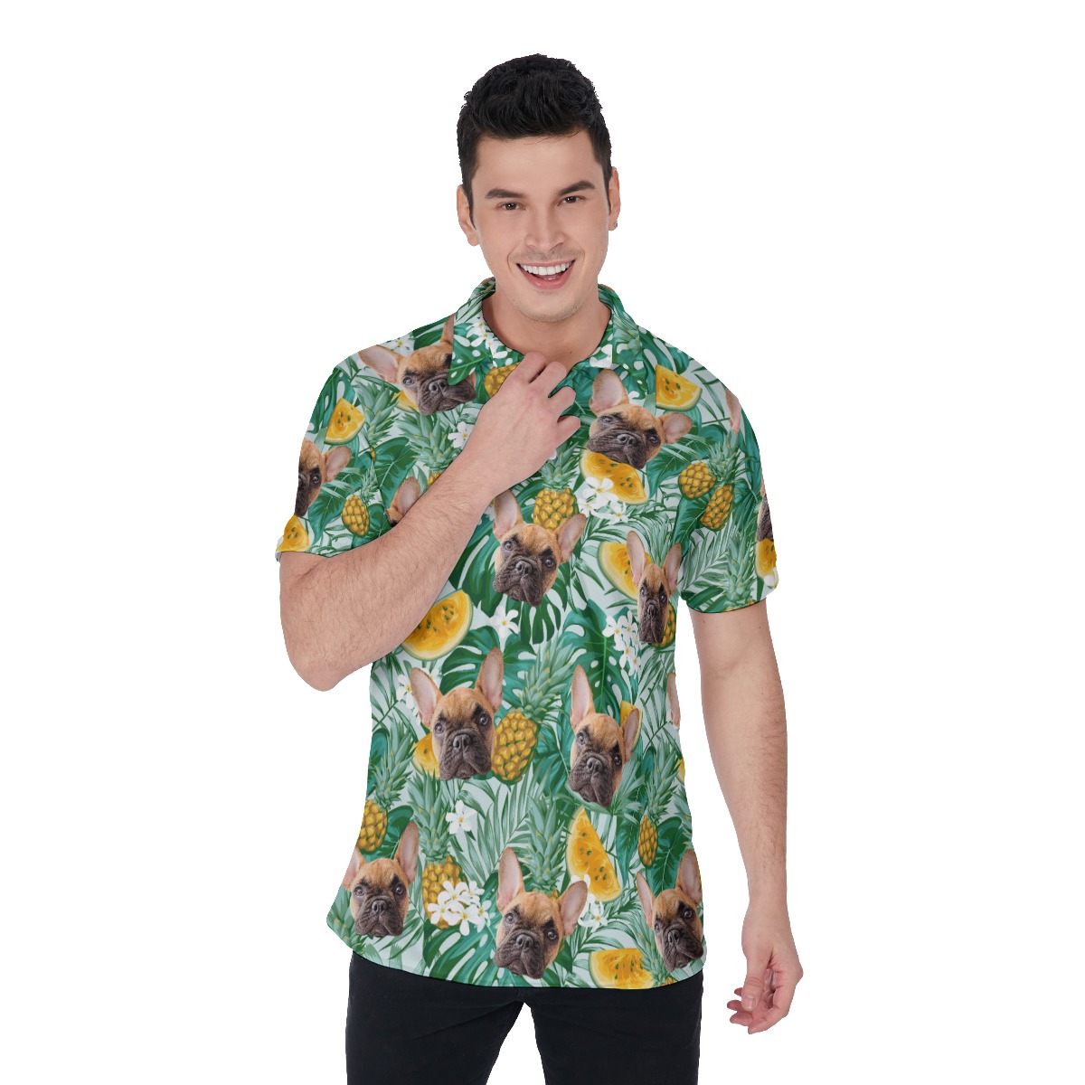 Men's Hawaiian Polo Shirt With Pet Face - variant image 1