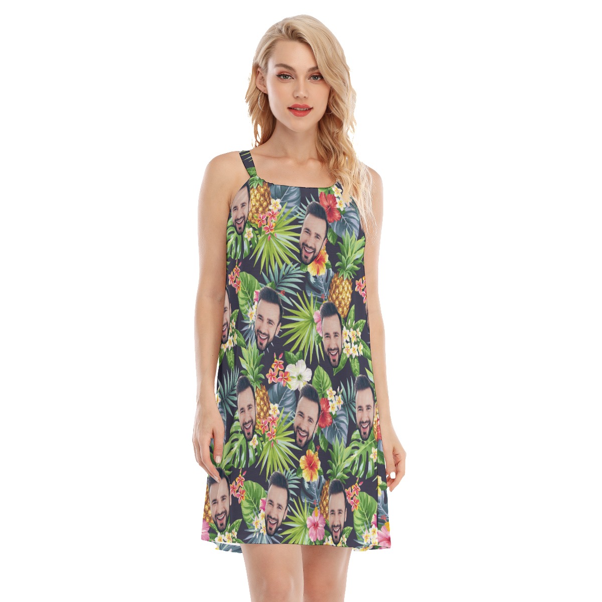 Custom Face Floral Pineapple Summer Cami Dress - variant image 1