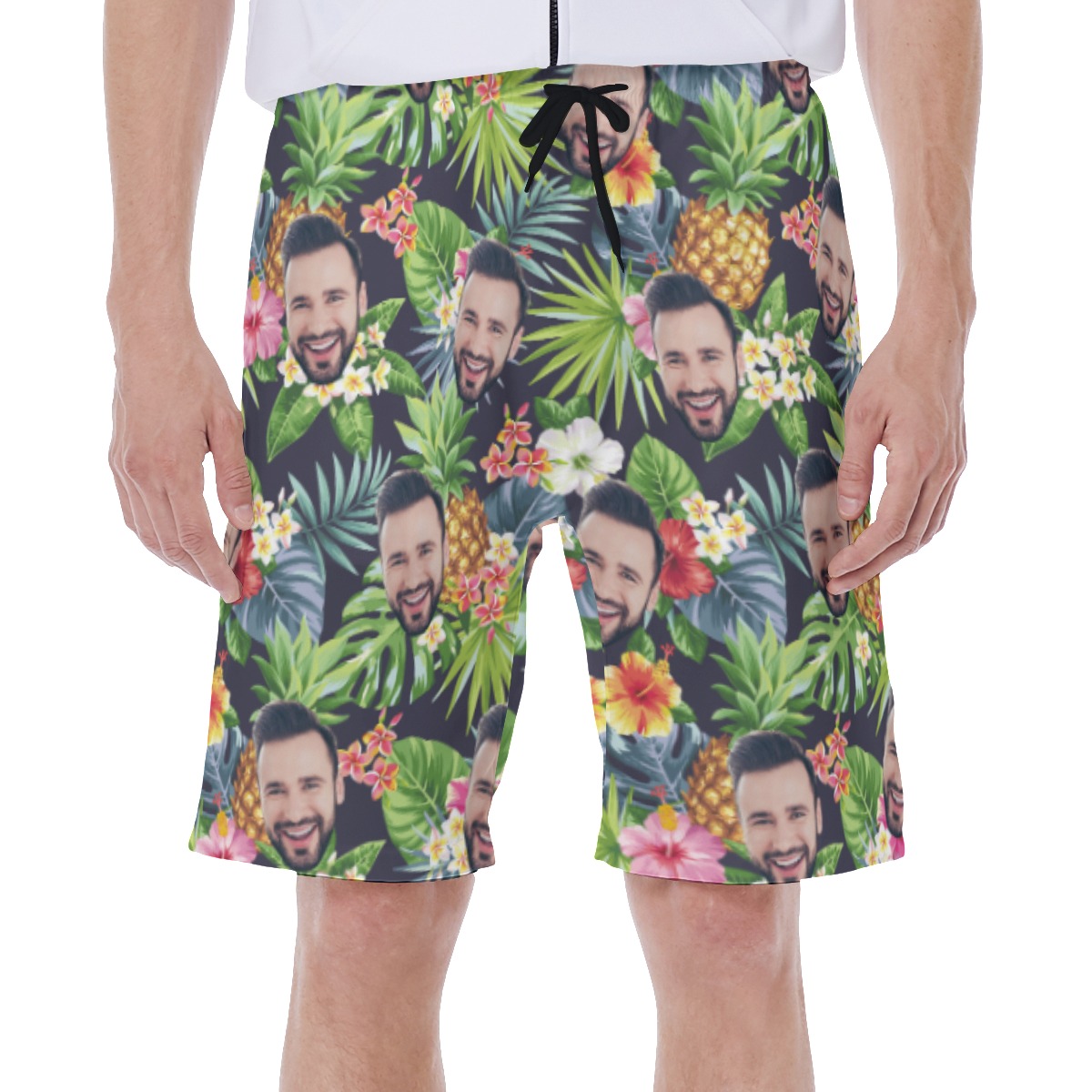 Custom Face Funny Tropical Pineapple Swim Trunks For Men - variant image 1