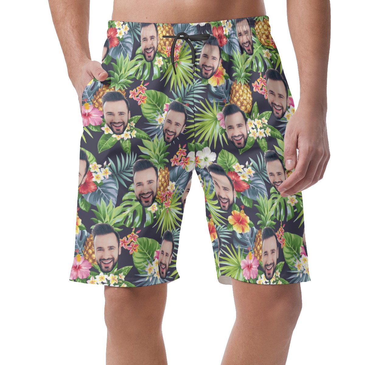 Tropical Pineapple Custom Face Men's Casual Shorts - variant image 1