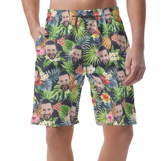 Tropical Pineapple Custom Face Men's Casual Shorts