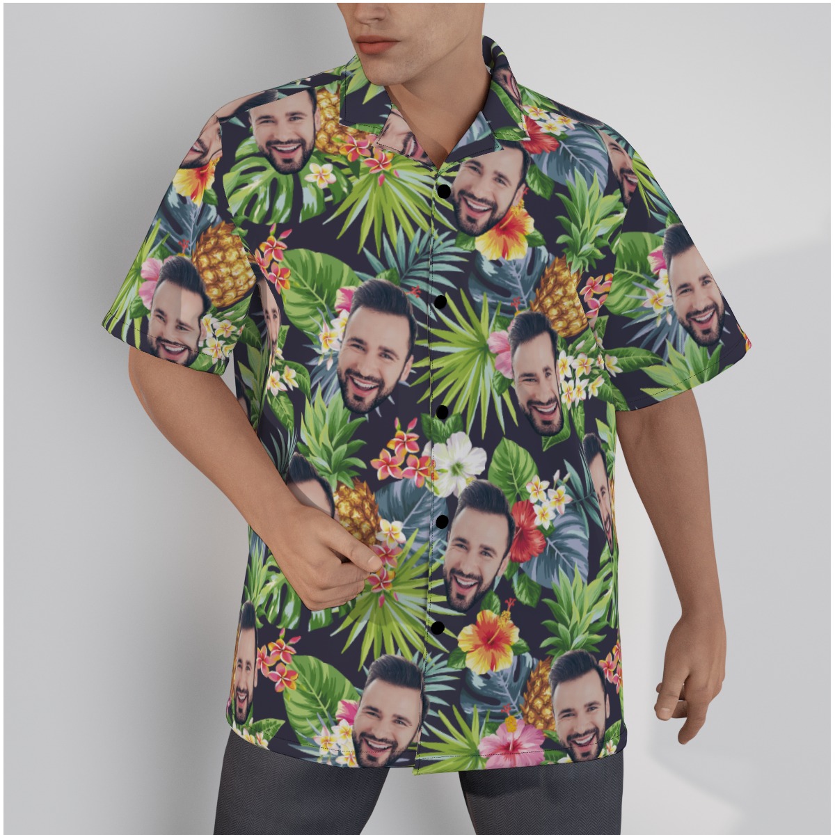 Tropical Custom Face Men's Hawaiian Shirt - variant image 1