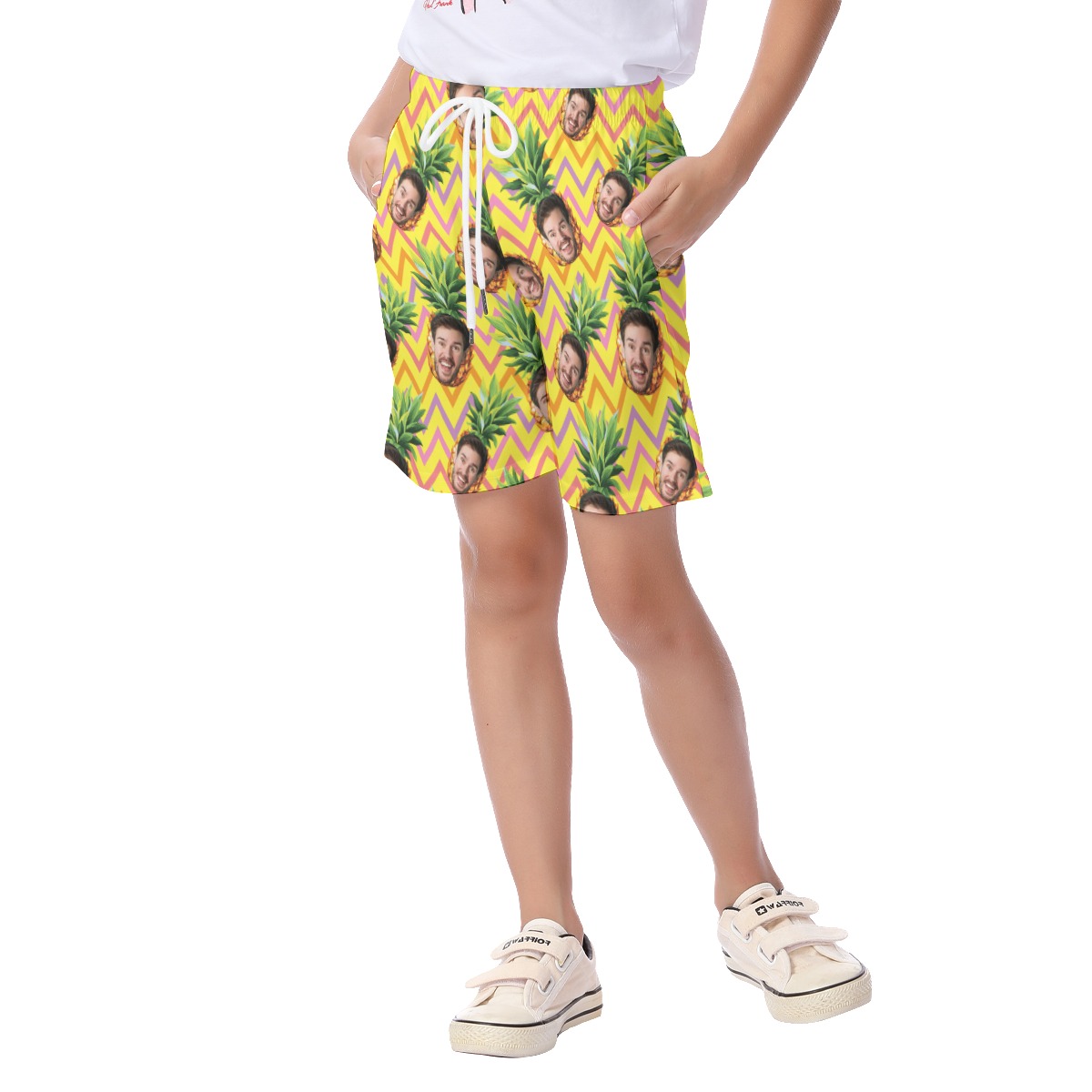 Cute Custom Face Pineapple Summer Beach Shorts For Kids
