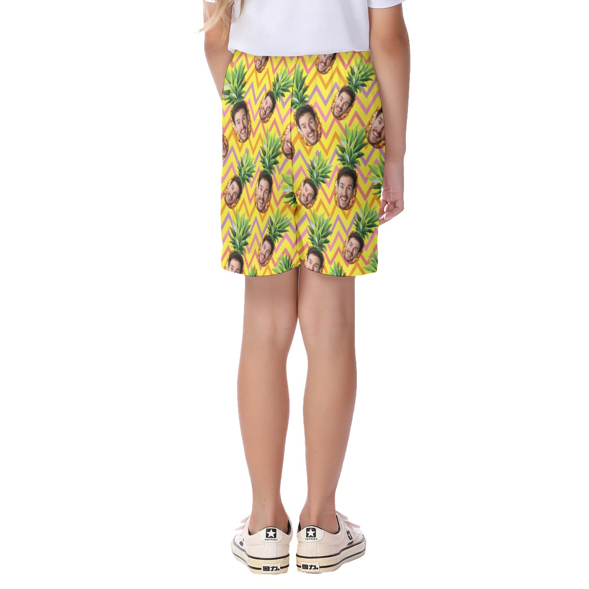 Cute Custom Face Pineapple Summer Beach Shorts For Kids
