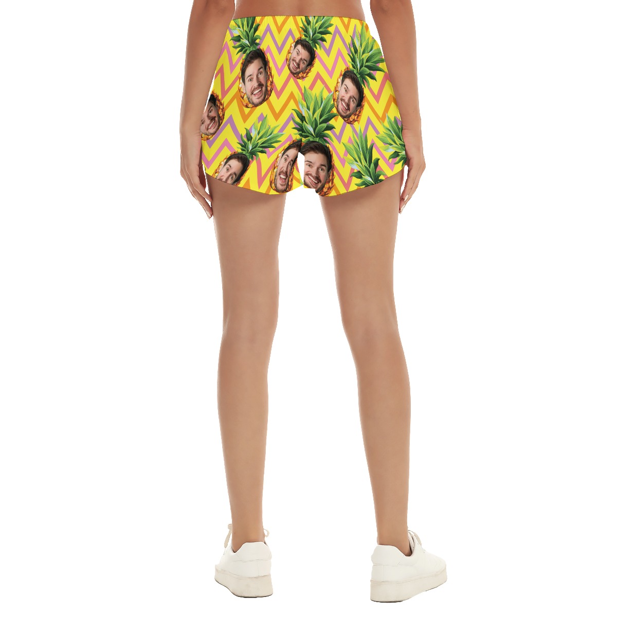 Cool Custom Face Pineapple Summer Beach Shorts For Women
