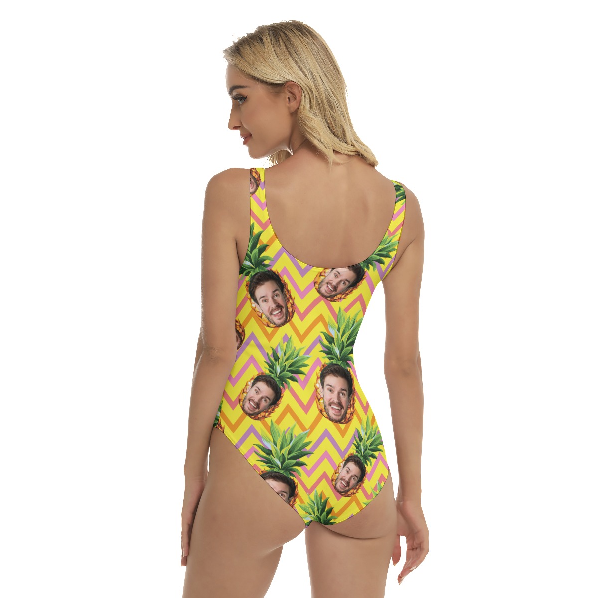 Pineapple Custom Face Sexy One Piece Hawaiian Swimsuit
