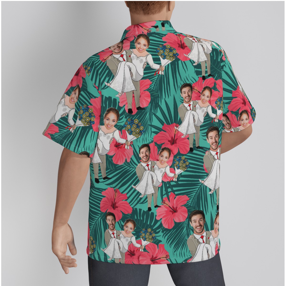 Custom Face Couple Hawaiian Shirt For Men