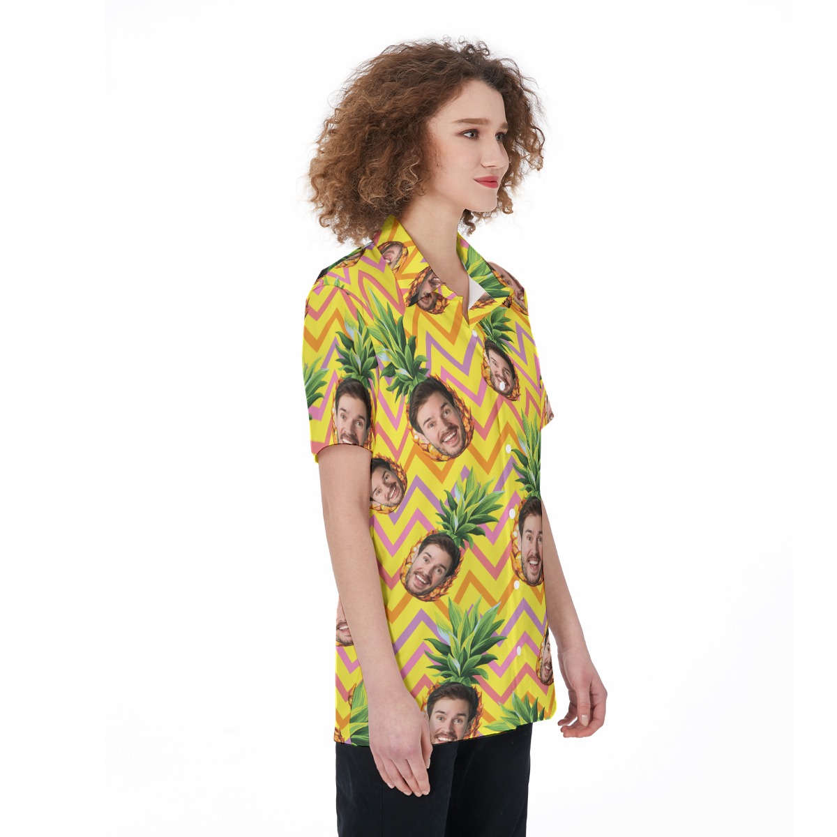 Unique Pineapple Custom Face Hawaiian Shirt For Women