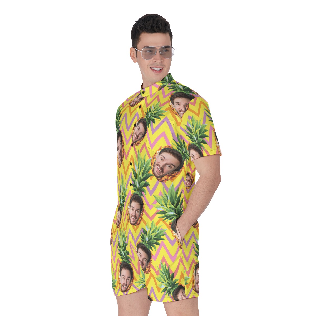 Funny Custom Face With Pineapple Hawaiian Romper