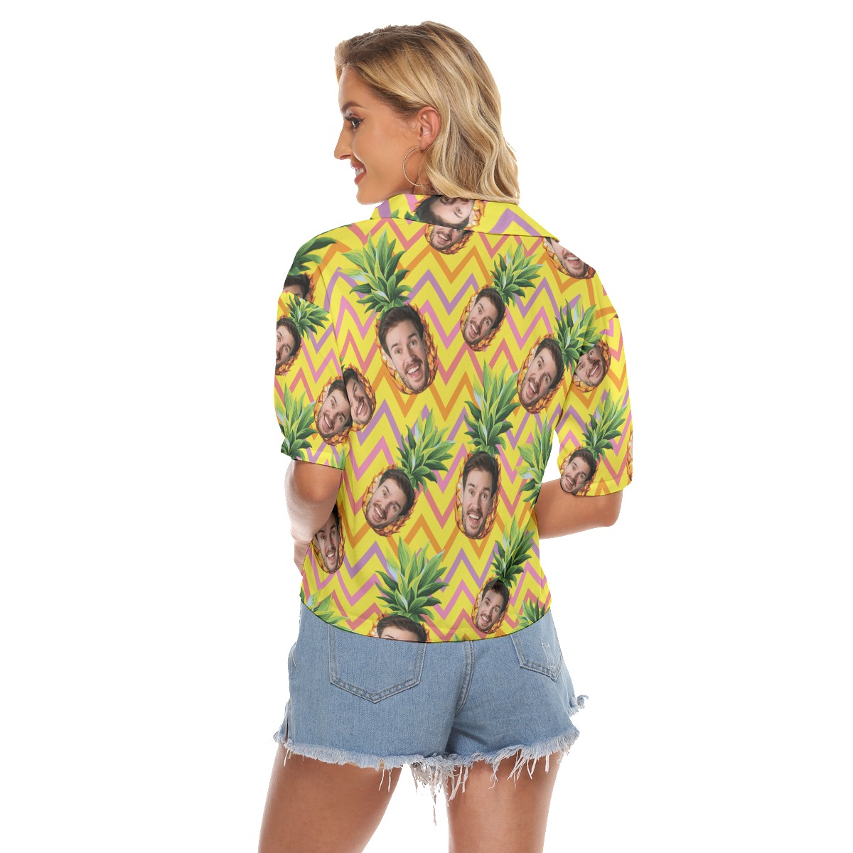 Unique Pineapple Custom Face Hawaiian Crop Top Shirt