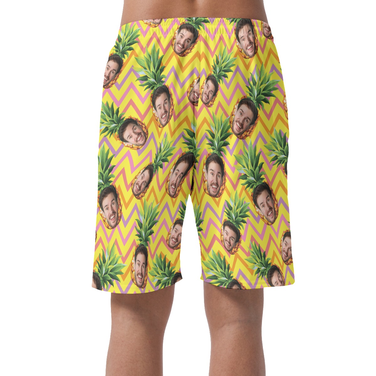 Funny Custom Face With Pineapple Summer Beach Shorts For Men