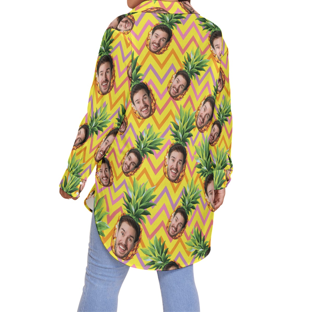 Funny Pineapple Custom Face Hawaiian Oversize Shirt
