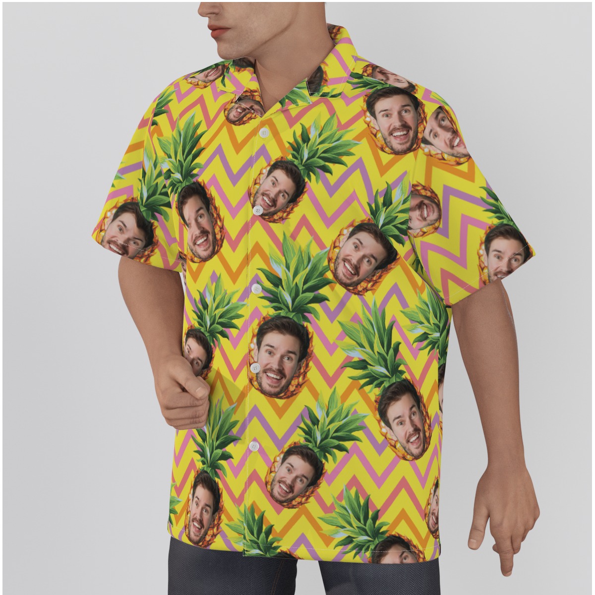 Funny Custom Face With Pineapple Hawaiian Shirt