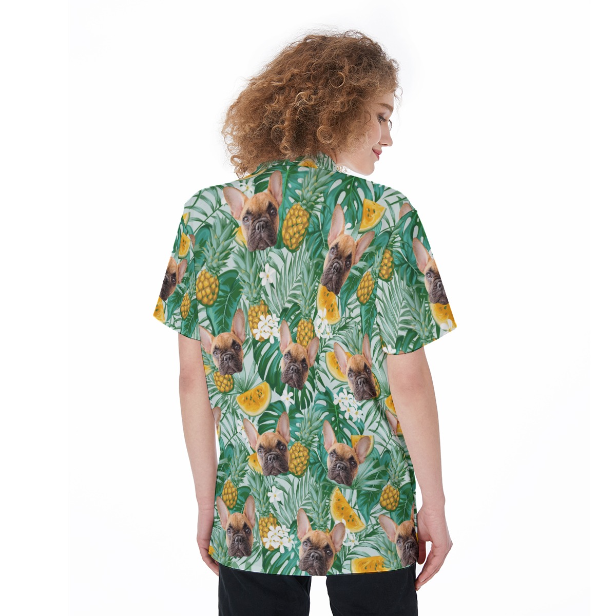 Women's Hawaiian Shirt With Dog Face