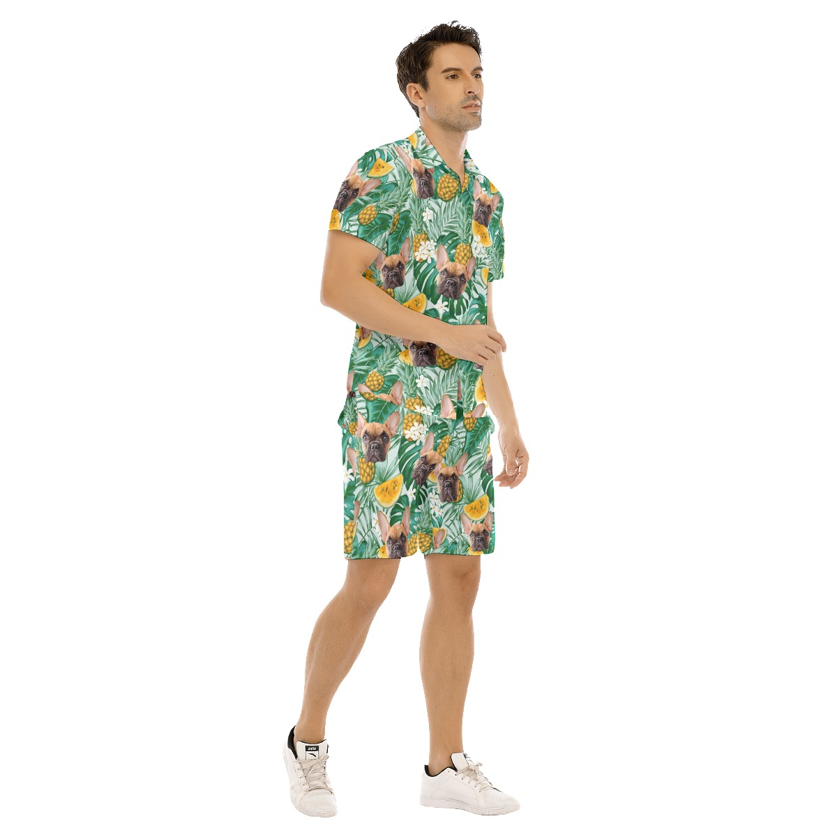 Men's Hawaiian Shirt And Shorts With Pet Face