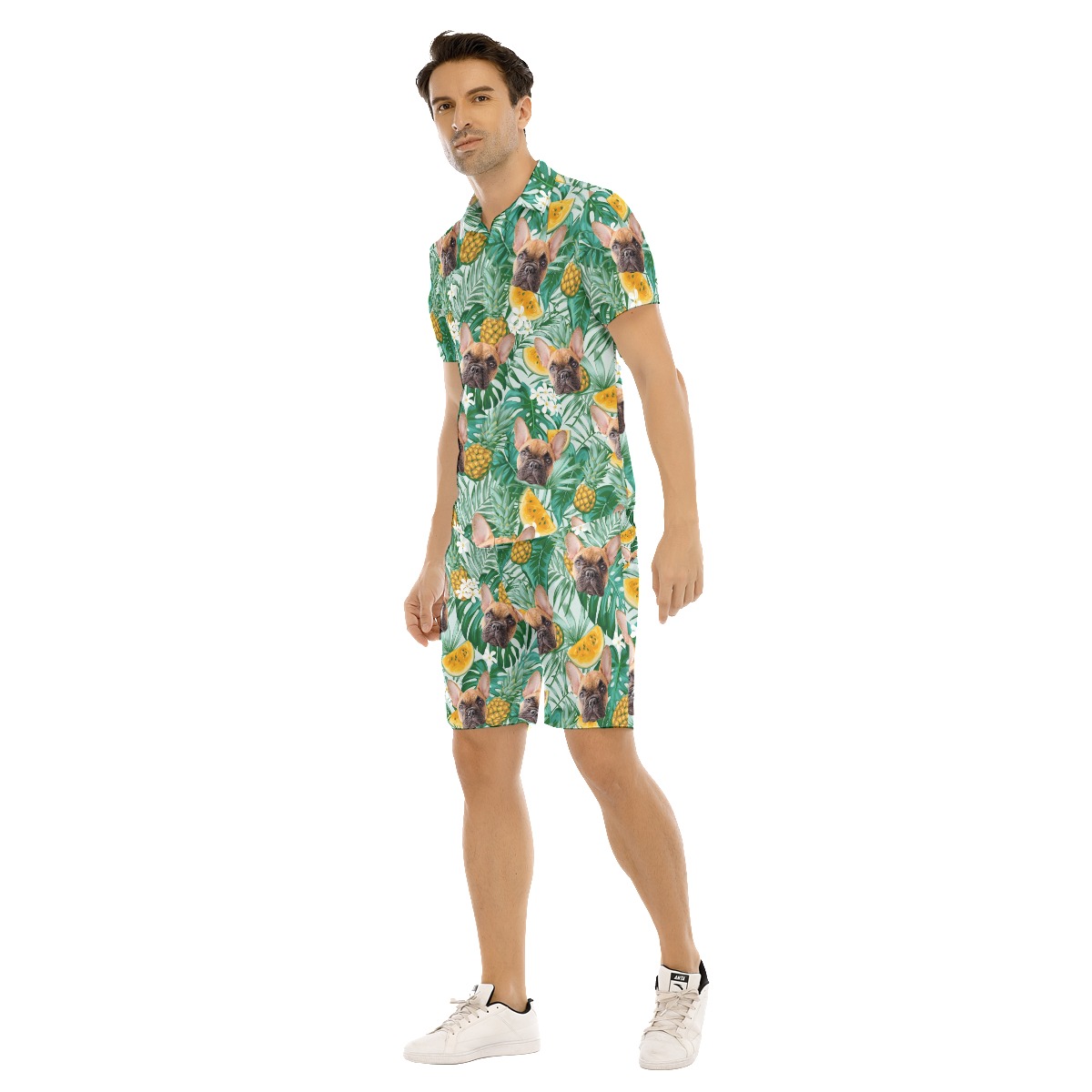 Men's Hawaiian Shirt And Shorts With Pet Face