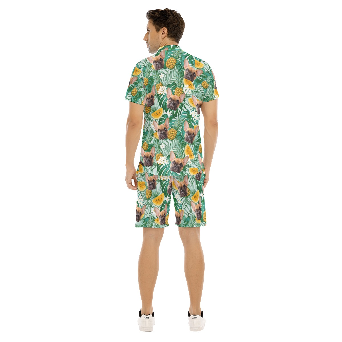 Men's Hawaiian Shirt And Shorts With Pet Face