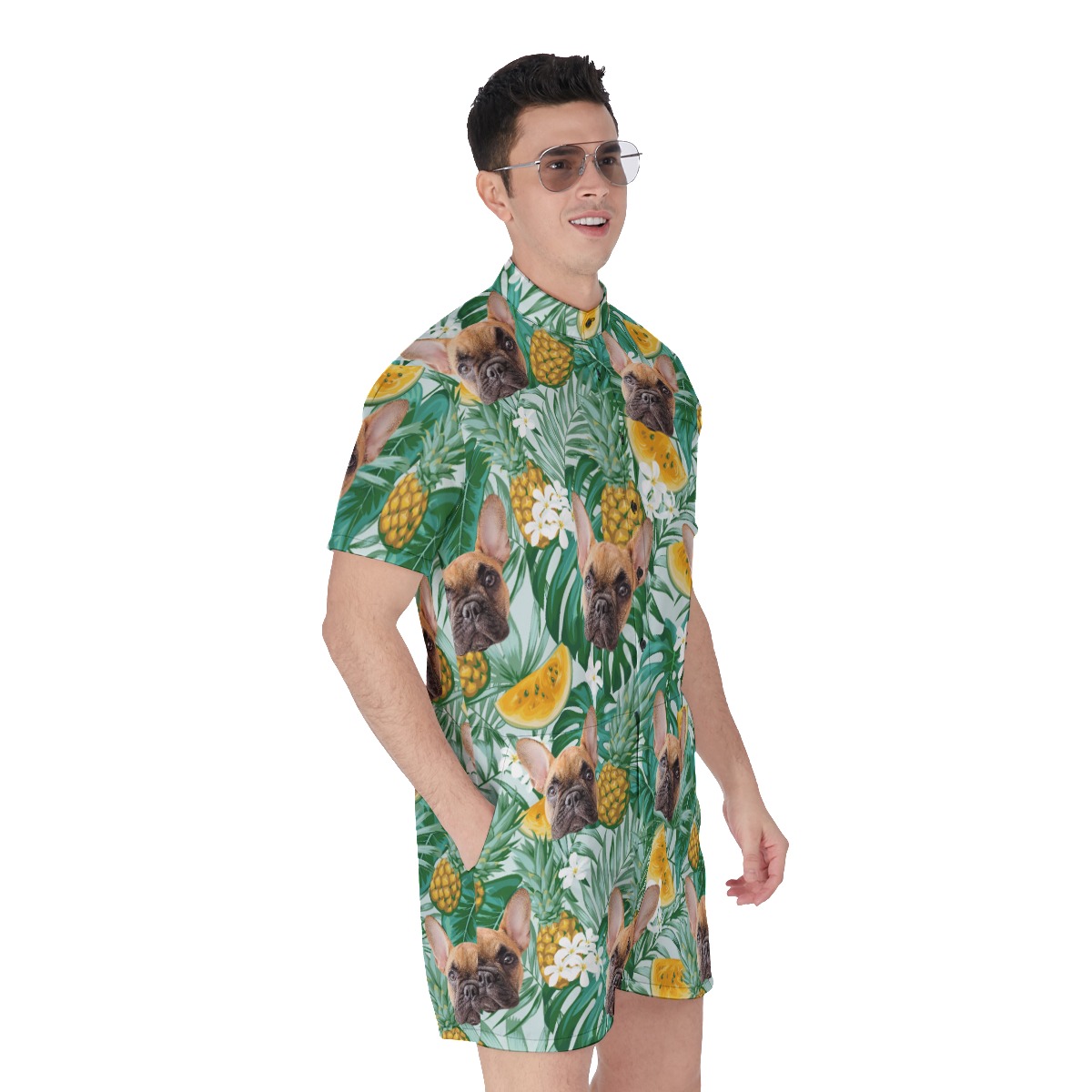 Men's Hawaiian Romper With Dog Face