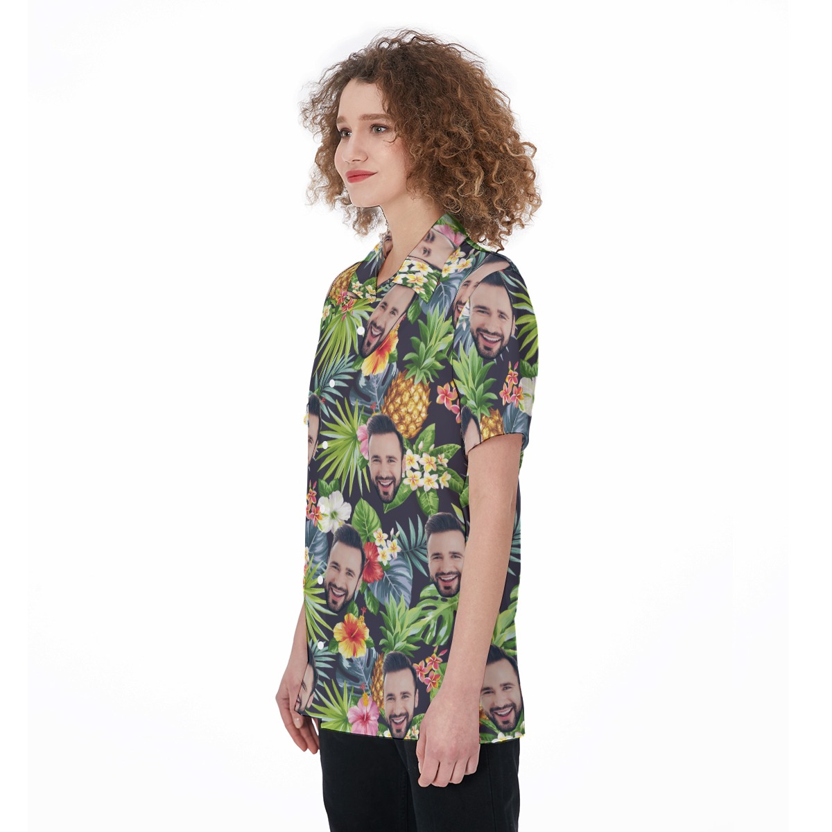 Funny Custom Face Mix Tropical Women's Hawaiian Shirt