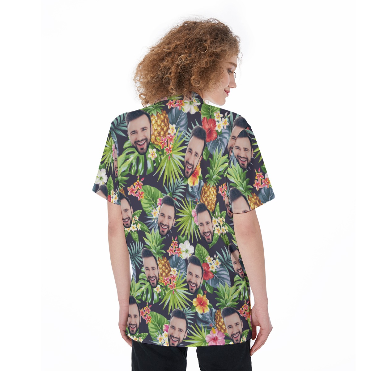 Funny Custom Face Mix Tropical Women's Hawaiian Shirt