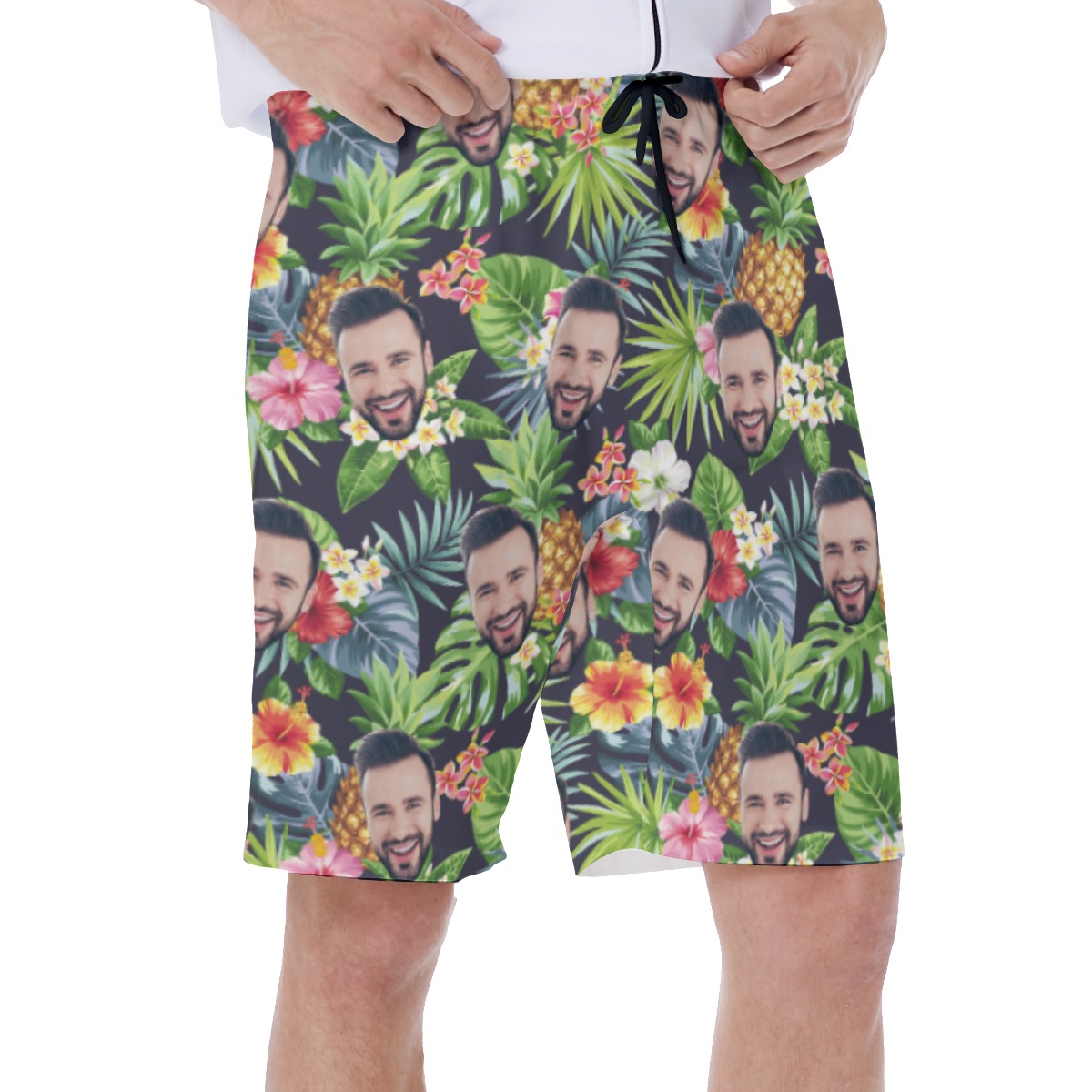 Custom Face Funny Tropical Pineapple Swim Trunks For Men
