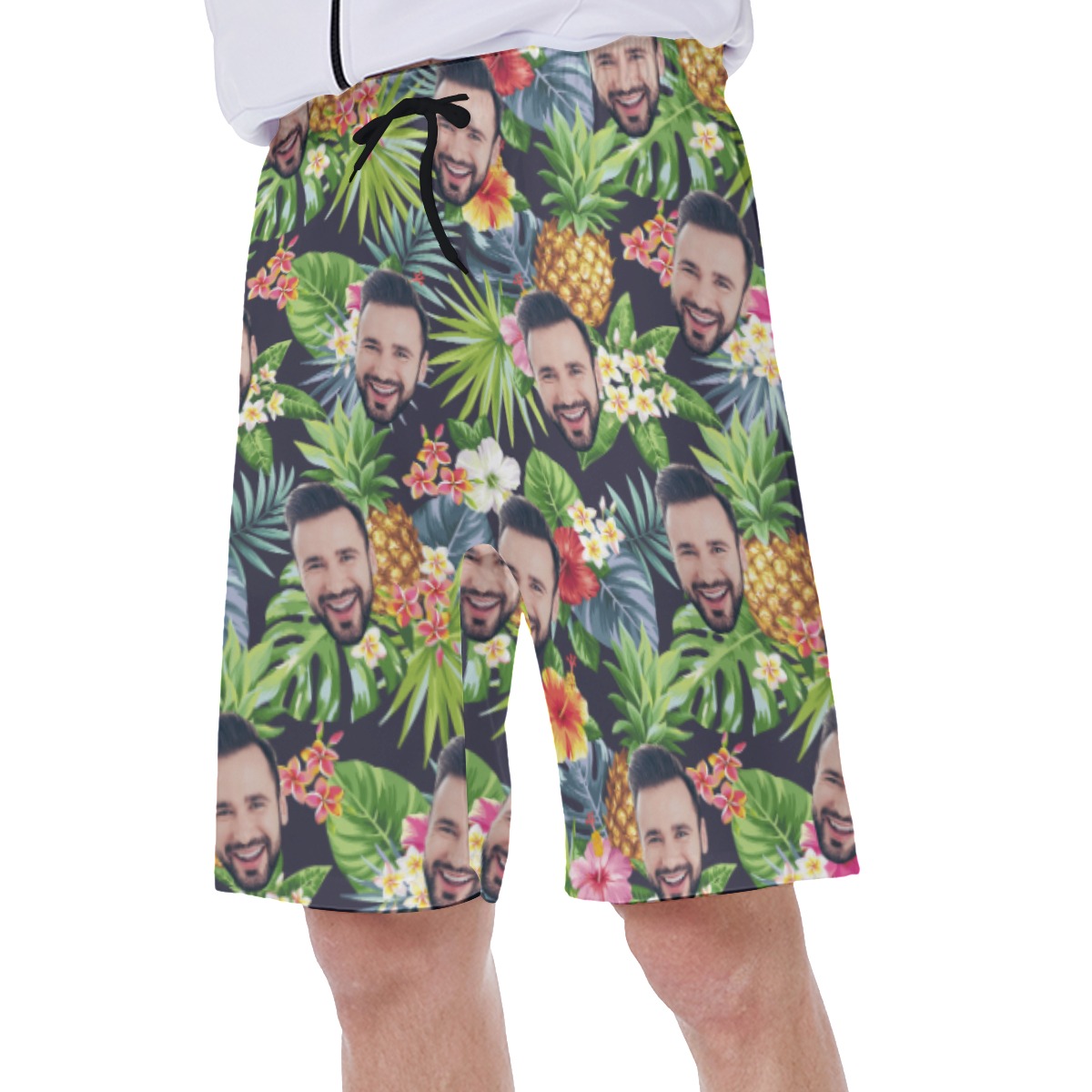 Custom Face Funny Tropical Pineapple Swim Trunks For Men