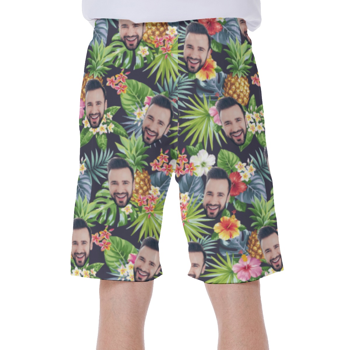 Custom Face Funny Tropical Pineapple Swim Trunks For Men