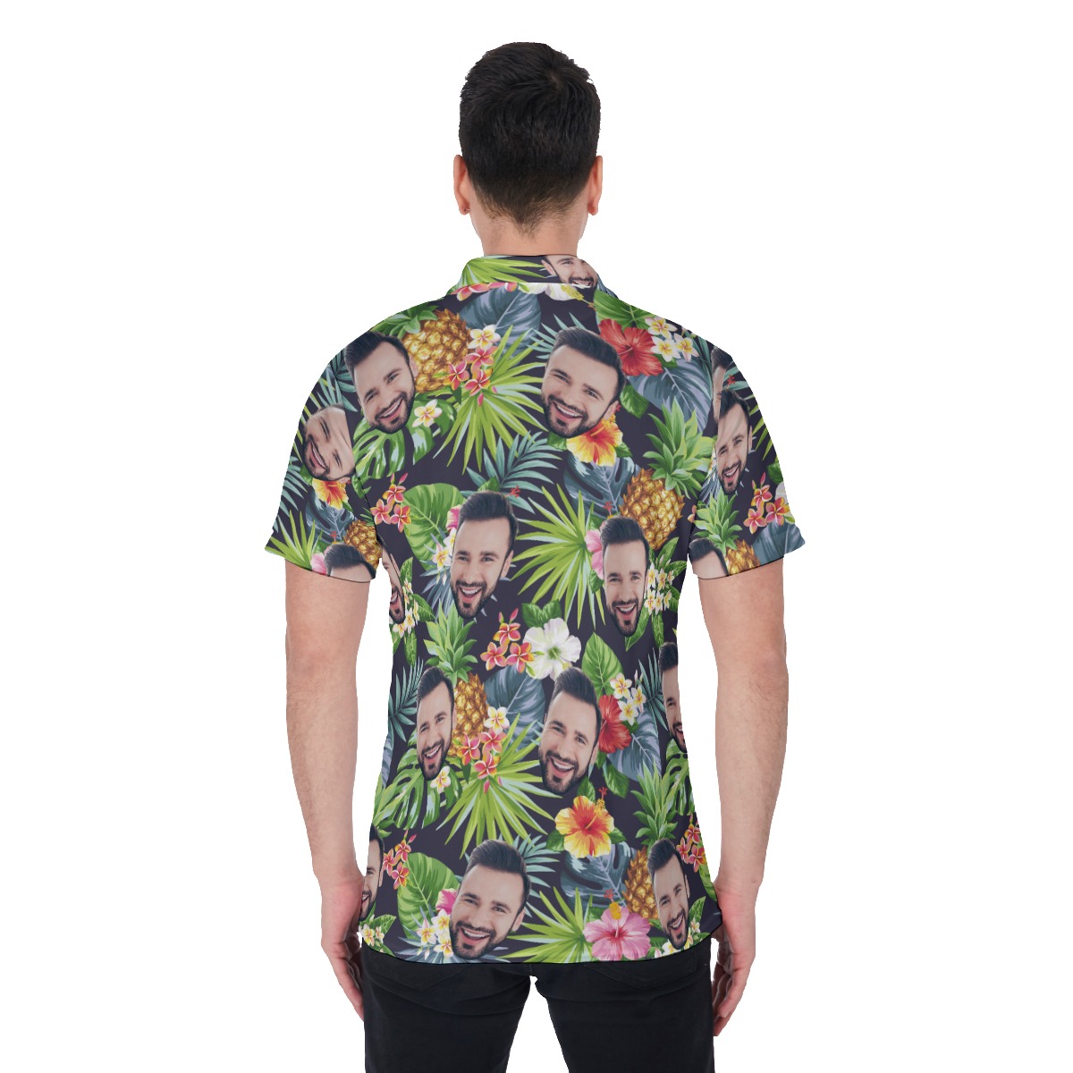 Tropical Pineapple Custom Face Hawaiian Polo Shirt