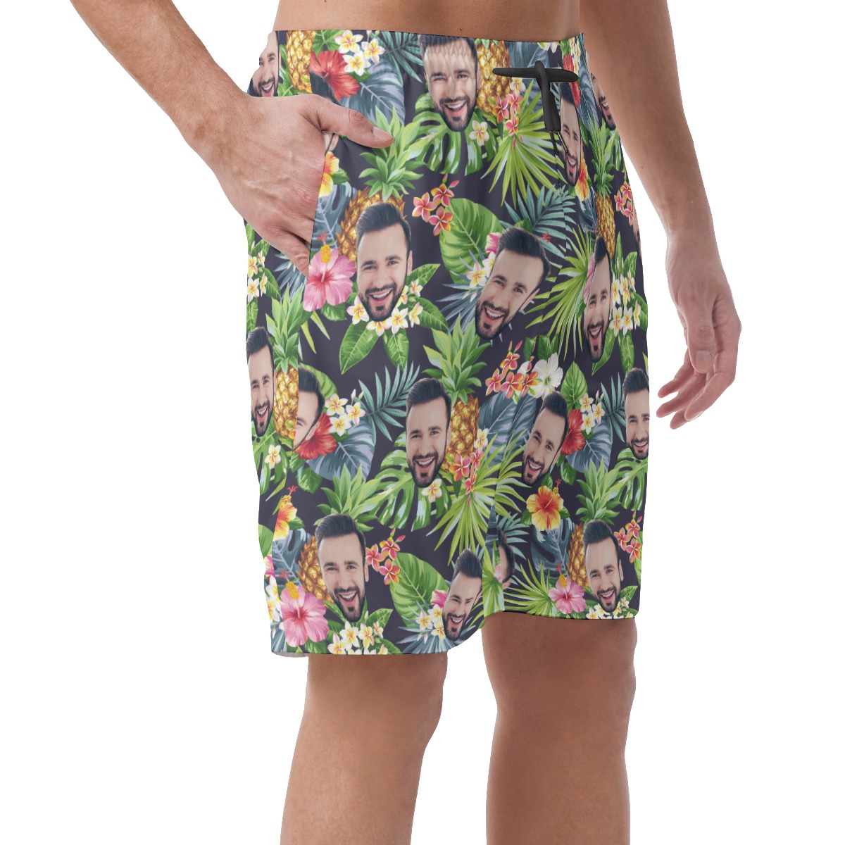 Tropical Pineapple Custom Face Men's Casual Shorts