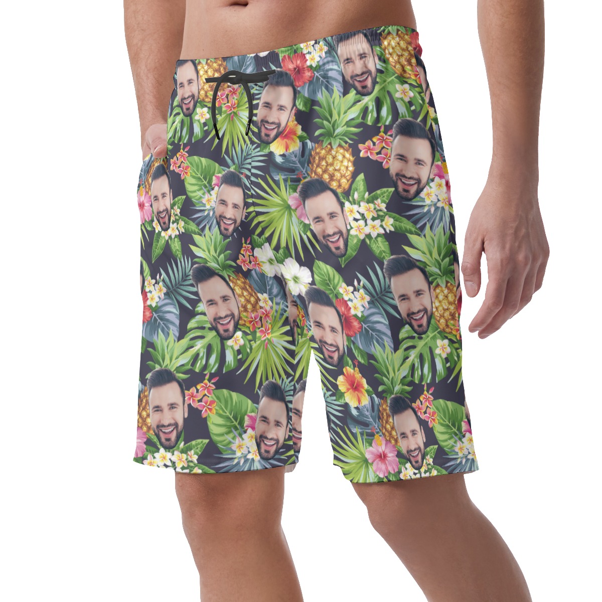 Tropical Pineapple Custom Face Men's Casual Shorts