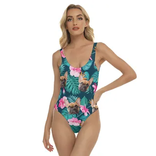 Custom Cat And Dog Hawaiian One Piece Swimsuit