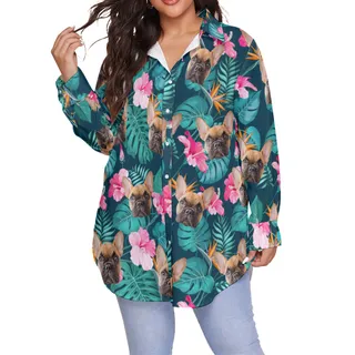 Custom Cat And Dog Oversized Hawaiian Shirt For Women