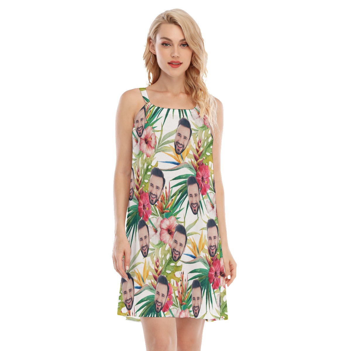 Floral Hibicus Custom Face Aloha Dress For Vacation - variant image 1