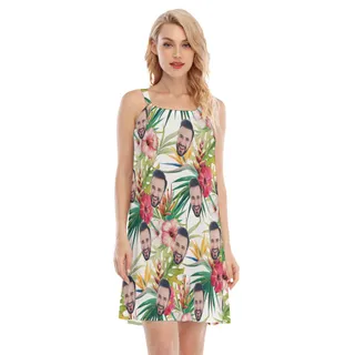 Floral Hibicus Custom Face Aloha Dress For Vacation