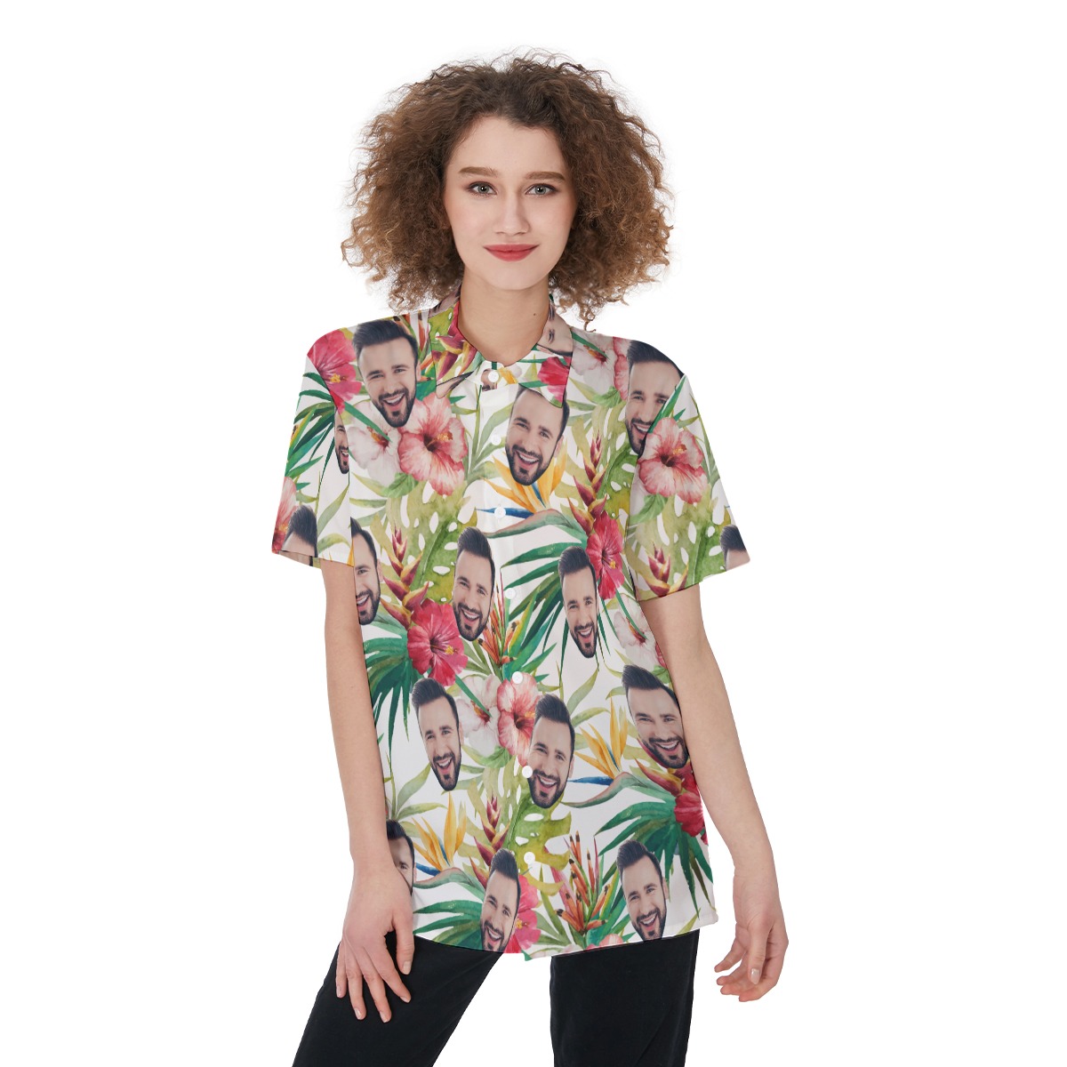 Floral Hibicus Custom Face Aloha Shirt For Women - variant image 1