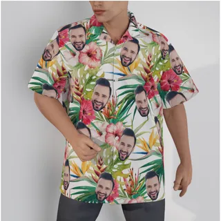 Tropical Hibicus Custom Face Hawaiian Shirt