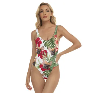 Custom Cat And Dog Aloha One Piece Swimsuit For Women