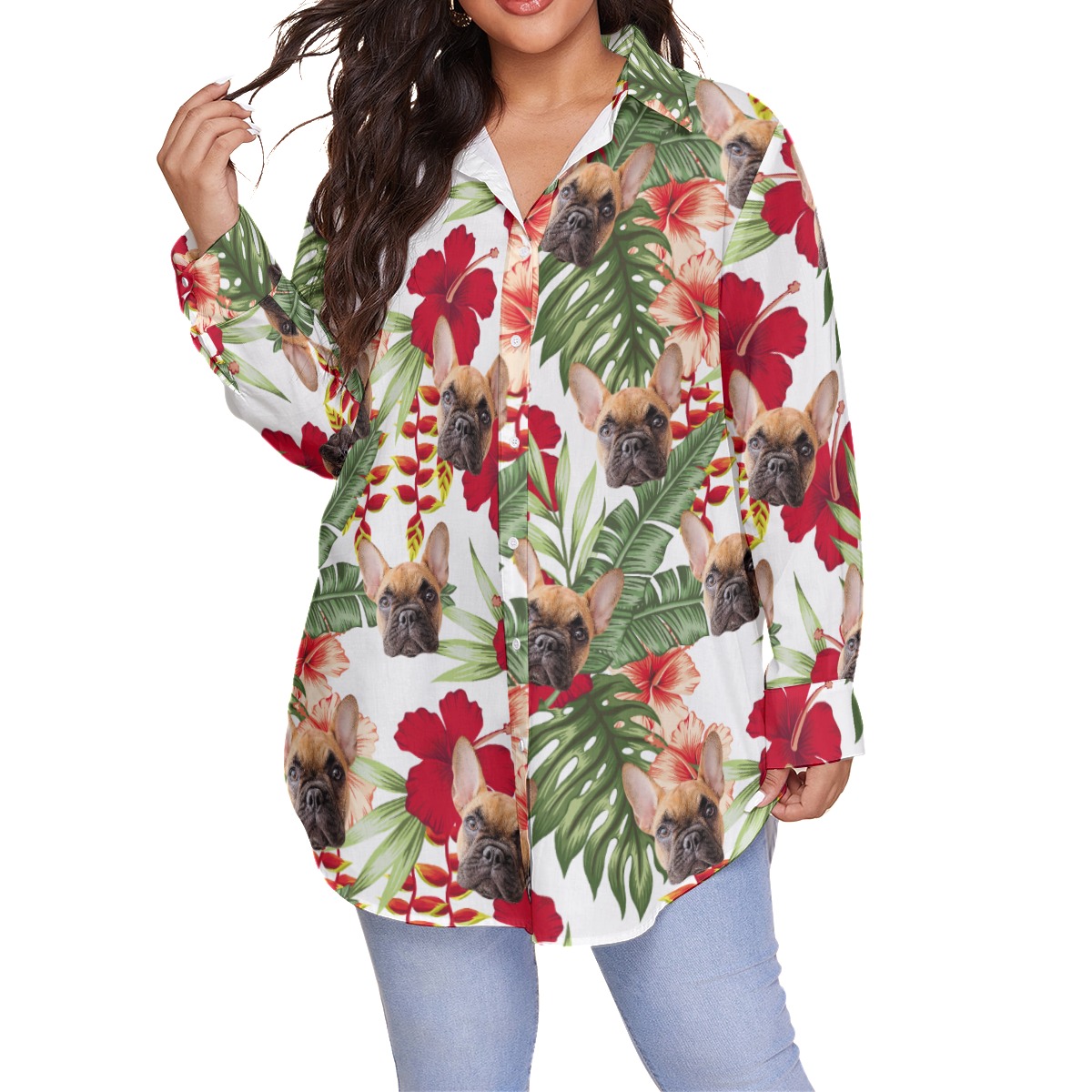 Your Pet Custom Oversized Hawaiian Shirt For Women - variant image 1