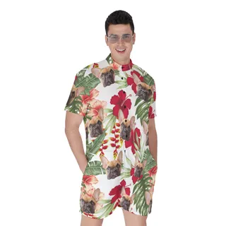 Custom Pet Floral Hawaiian Romper For Men