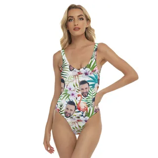 Custom Face Floral Flamingo Sexy Hawaiian Swimsuit