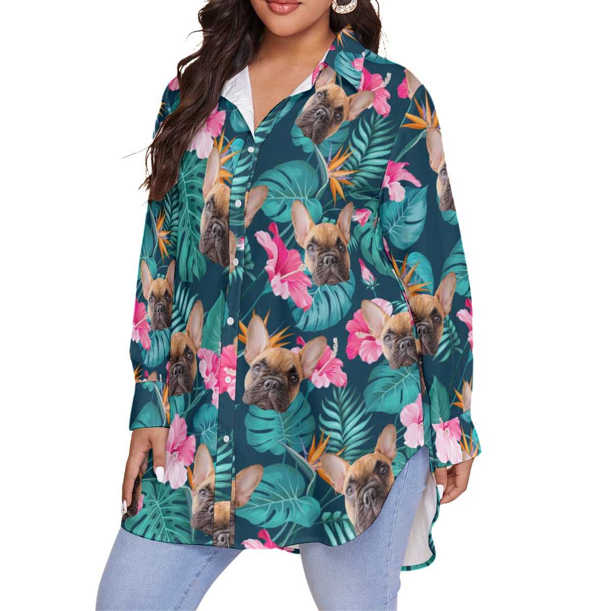 Custom Cat And Dog Oversized Hawaiian Shirt For Women