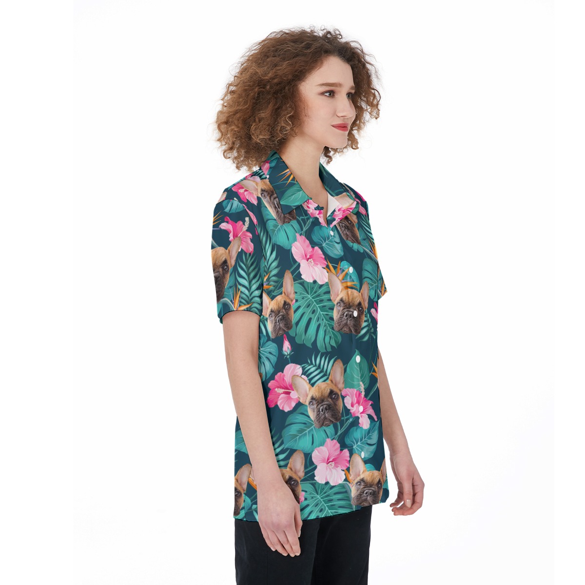 Custom Dog Floral Hawaiian Shirt For Women