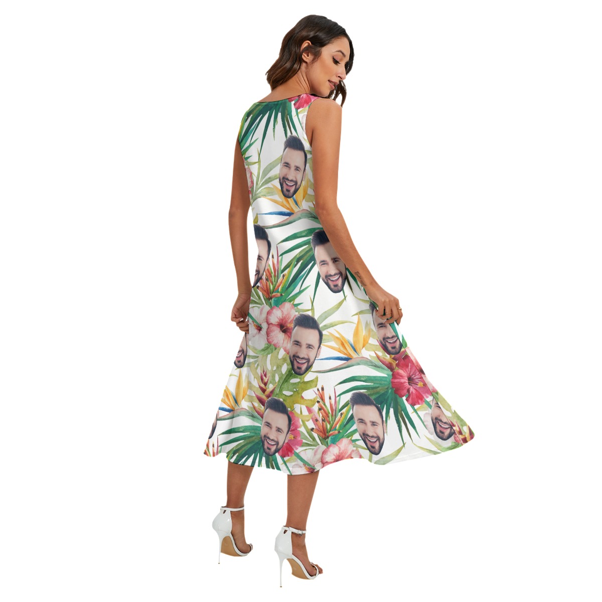Custom Face Tropical Hibicus Hawaiian Long Dress With Pocket