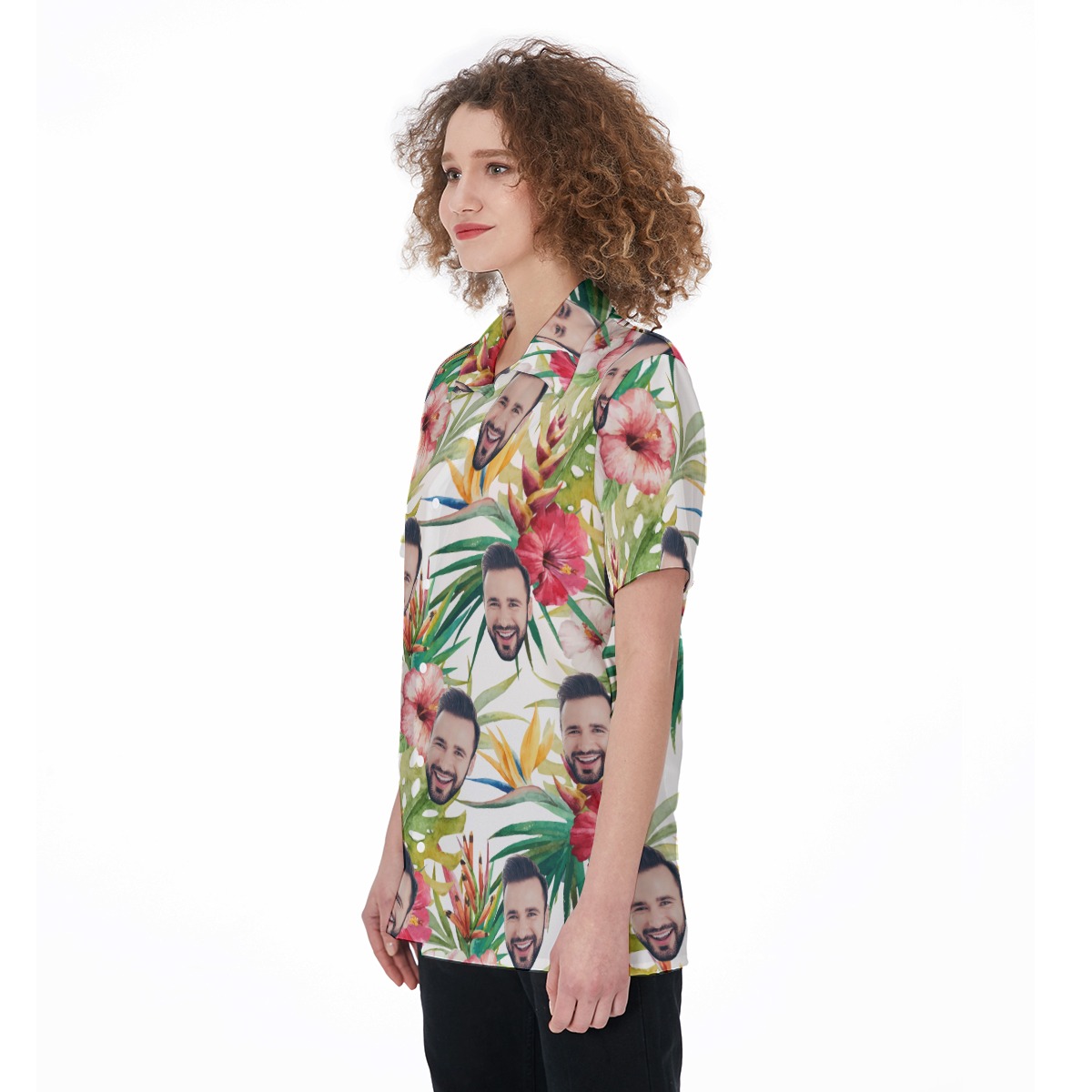 Floral Hibicus Custom Face Aloha Shirt For Women
