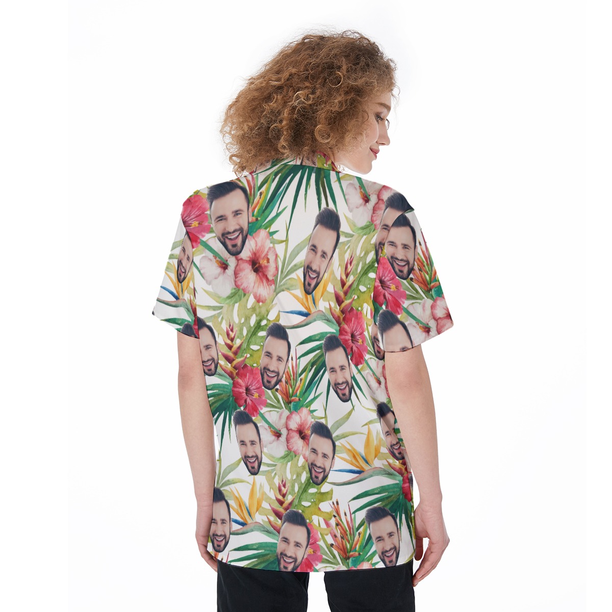 Floral Hibicus Custom Face Aloha Shirt For Women