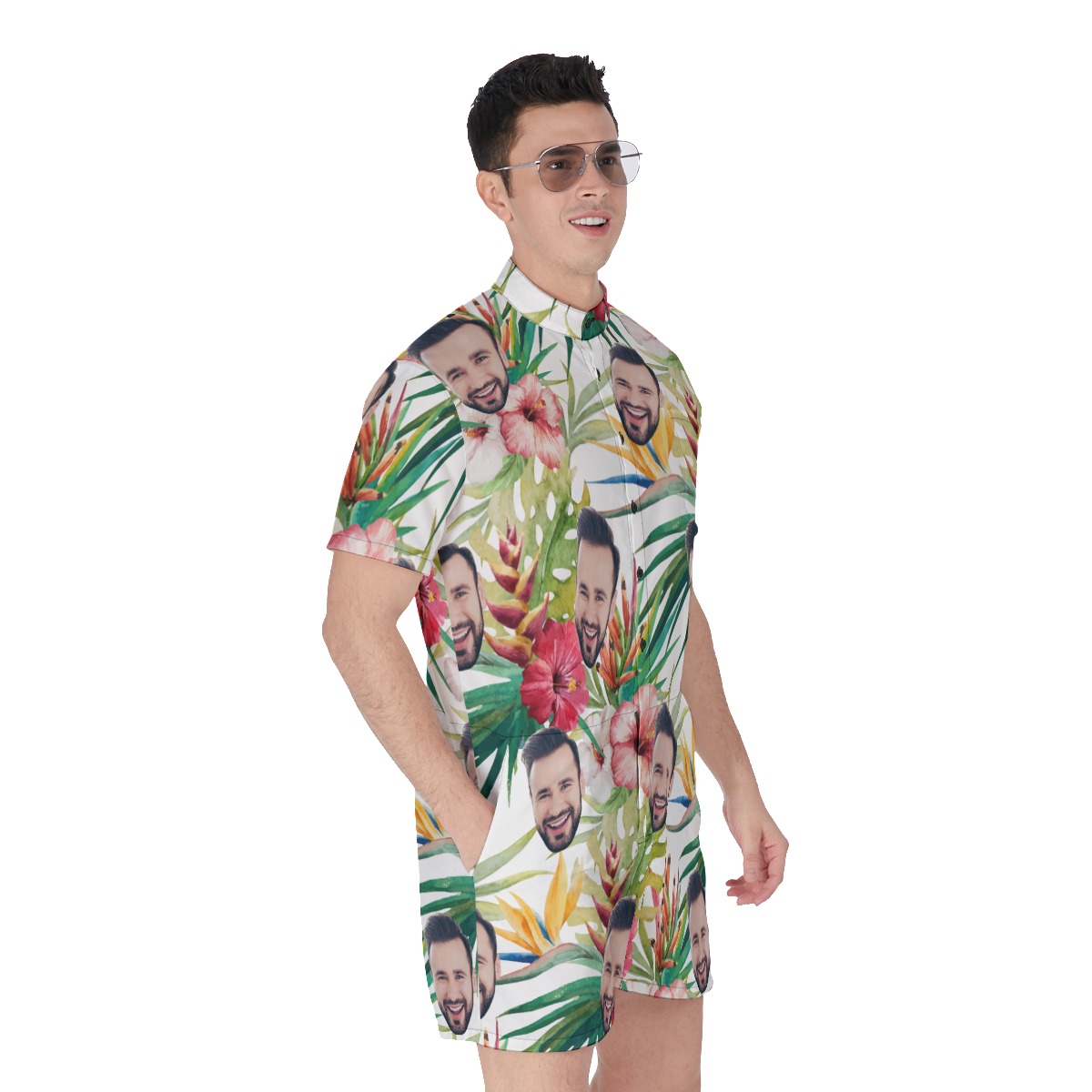 Tropical Hibicus Custom Face Hawaiian Romper