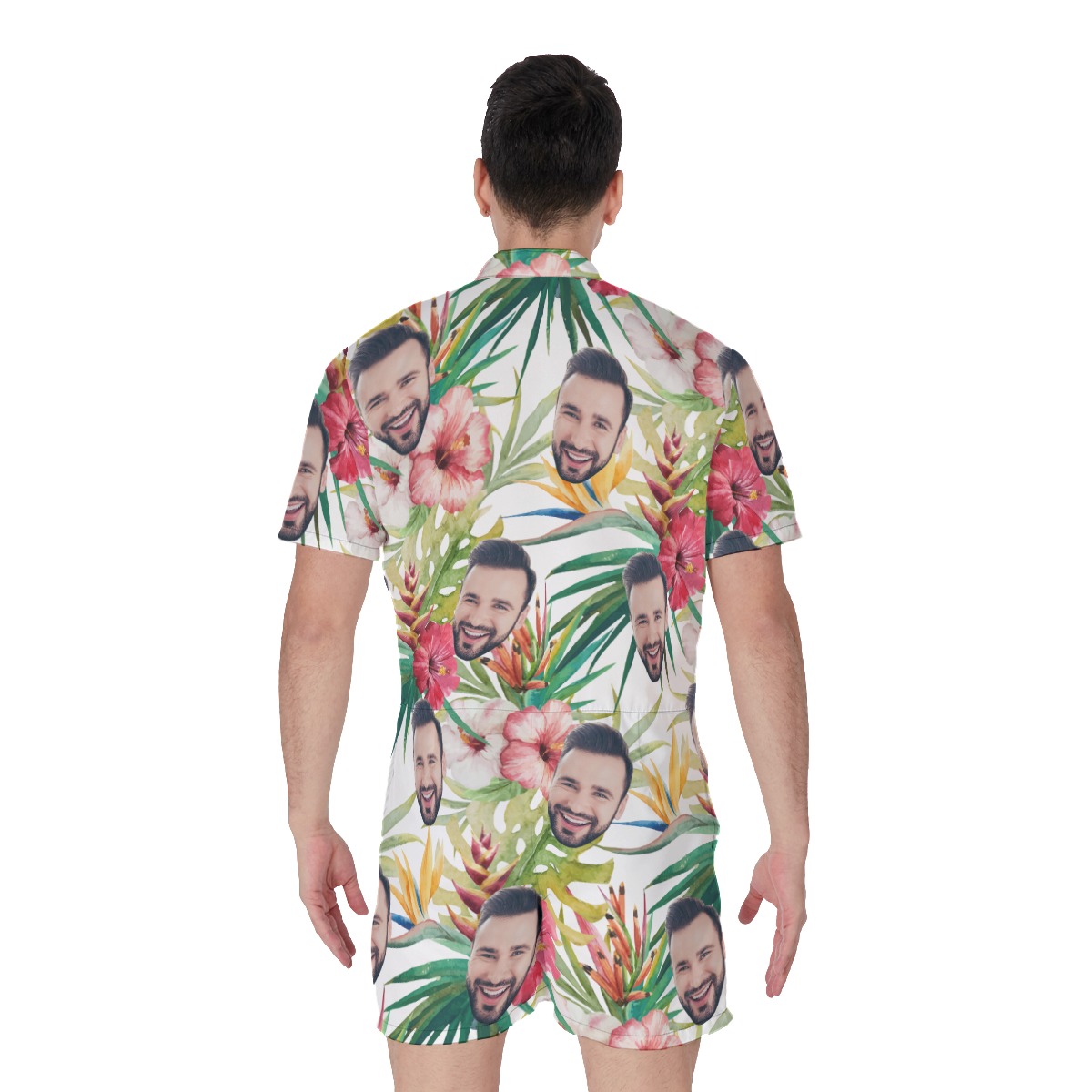 Tropical Hibicus Custom Face Hawaiian Romper