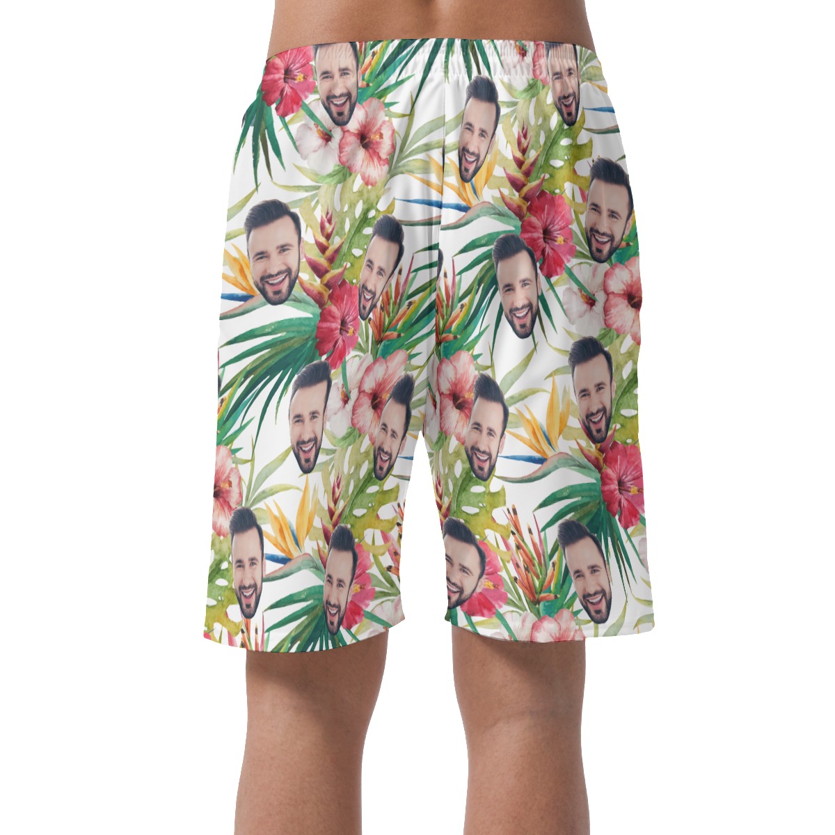 Custom Face Tropical Hibicus Summer Shorts For Men