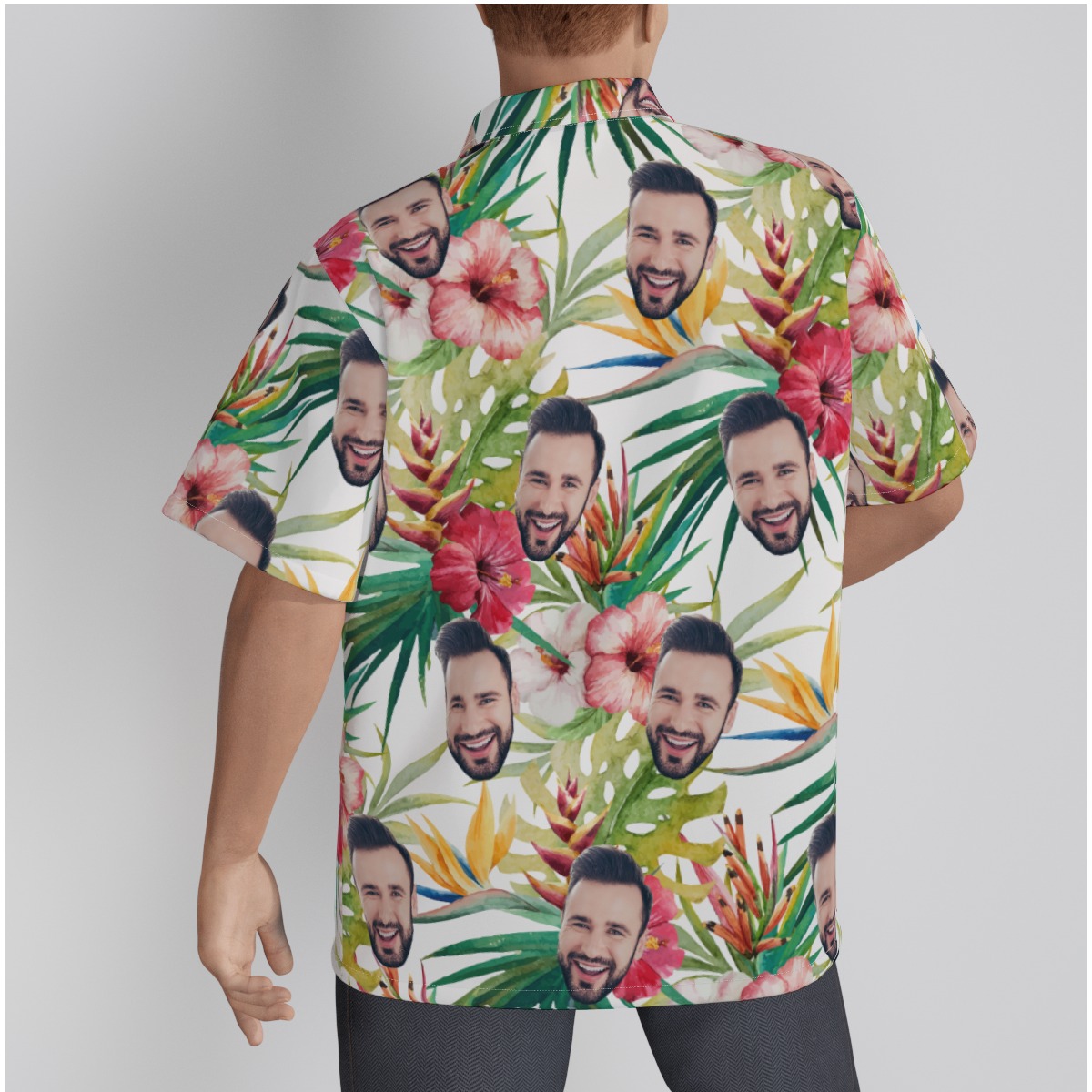 Tropical Hibicus Custom Face Hawaiian Shirt